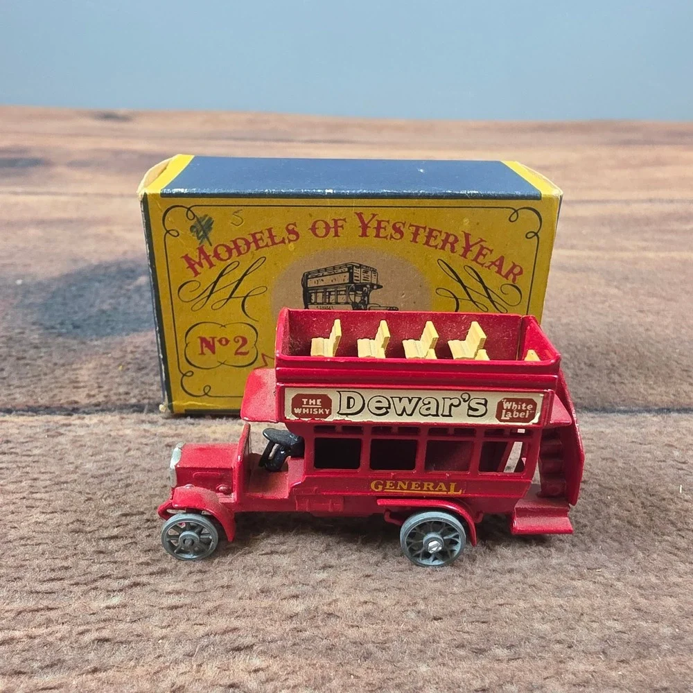 Matchbox Models of Yesteryear No 2 B-Type Bus Red Good Dewar's Lesney Vintage